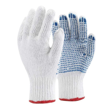 TOP Kesztyű kötött PVC pöttyözéssel pamut/poliészter TOP COPE4, fehér/piros, 8
