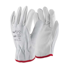 TOP Kesztyű munkavédelmi bivalybőr gumírozott mandzsettával fehér, 9