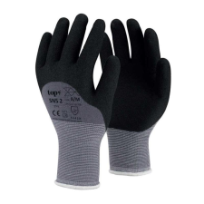 TOP Kesztyű nylon, homokszemcsés nitrilhabba mártott, TOP SNS-2, fekete/szürke, 8 védőkesztyű