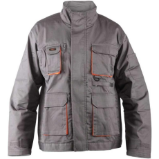 TOP Munkakabát rejtett húzózáras nyolc zseb szürke/narancs TOP013, 5XL