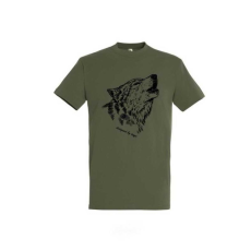 TOP Póló (farkas mintával) kereknyakú (100%pamut 190gr/m2) TOP, katonai szín, 4XL