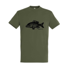 TOP Póló (ponty mintával) kereknyakú (100%pamut 190gr/m2) TOP, katonai szín, 2XL