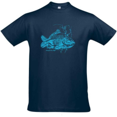 TOP Póló (ponty mintával) kereknyakú (100%pamut 190gr/m2) TOP, sötétkék, 5XL