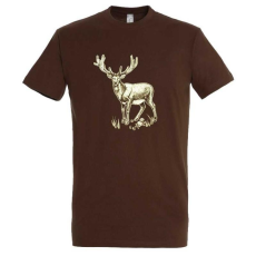 TOP Póló (szarvas mintával) kereknyakú (100%pamut 190gr/m2) TOP, barna, 2XL