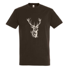 TOP Póló (szarvasfej mintával) kereknyakú (100%pamut 190gr/m2) TOP, csokoládé, 3XL