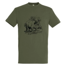TOP Póló (vaddisznó mintával) kereknyakú (100%pamut 190 g/m2) TOP, katonai szín, 3XL