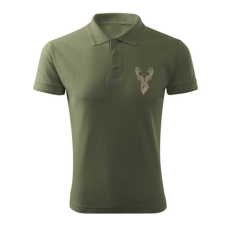 TOP Vadász póló (szarvas hímzéssel) galléros TOP, khaki, XL