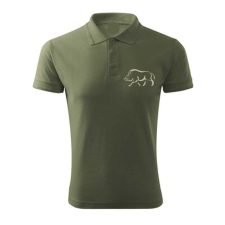 TOP Vadász póló (vaddisznó hímzéssel) galléros TOP, khaki, 3XL munkaruha