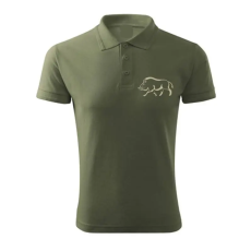 TOP Vadász póló (vaddisznó hímzéssel) galléros TOP, khaki, 4XL
