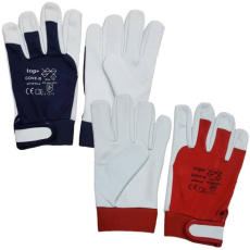 TOP Védőkesztyű kecskebőr pamut kézhát gumírozott TOP GOVE, piros/fehér, 8