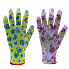 TOP Védőkesztyű mártott poliészter TOP PU FLOWER GR, zöld alma, XL védőkesztyű