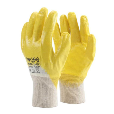 TOP Védőkesztyű nitril mártott pamut 3/4-ig TOP N-34Y, sárga/fehér, 9