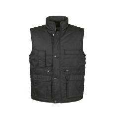 TOP VEST BASIC bélelt mellény, 80% poliészter, 20% pamut, multifunkciós zsebek, fekete, M