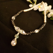  Topáz, valódi gyöngy és Csehkristály nyakék. ékszer szett