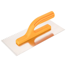 Topex Acél simító, fogazott, rozsdamentes, 280x130mm, 4x4x4mm fog kőműves és burkoló szerszám