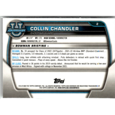 Topps 2022-23 Bowman Chrome University #2 Collin Chandler gyűjthető kártya