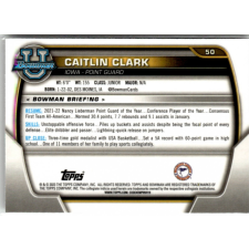 Topps 2022-23 Bowman Chrome University #50 Caitlin Clark gyűjthető kártya