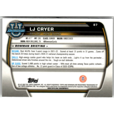 Topps 2022-23 Bowman Chrome University #87 LJ Cryer gyűjthető kártya