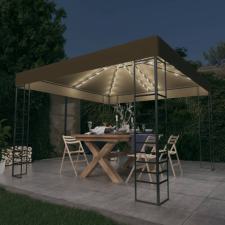  Tópszínű kerti pavilon LED fényfüzérrel 3 x 3 m kerti bútor