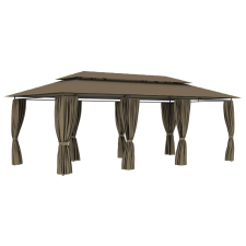  Tópszínű pavilon függönyökkel 600 x 298 x 270 cm 180 g/m² kerti bútor