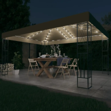  tópszínű szövet pavilon LED fényfüzérrel 3 x 4 m kerti tárolás