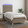  tópszínű szövet rugós és LED-es ágy matraccal 80 x 200 cm