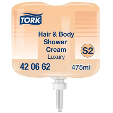 Tork Folyékony szappan, 475 ml, S2 rendszer, TORK &quot;Mini Luxury&quot;, tusoláshoz és hajmosáshoz tisztító- és takarítószer, higiénia