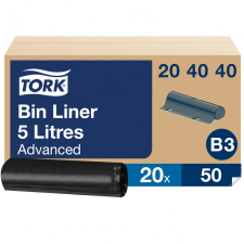 Tork hulladékgyűjtő zsák 5 literes B3 fekete, 42x19cm, 20x50db SCA204040 tisztító- és takarítószer, higiénia
