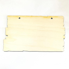  Törött deszka formájú falap két lyukkal. Mérete: 250x150x6 mm dekorációs kellék