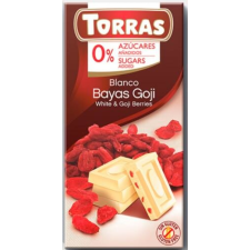 Torras Goji Bogyós Gluténmentes Fehércsokoládé Édesítőszerrel 75g csokoládé és édesség