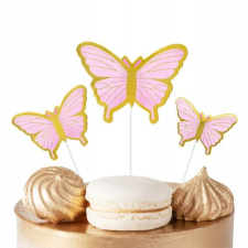 TORTA TOPPER PILLANGÓ RÓZSASZÍN PILLANGÓ SZÜLETÉSNAPI PARTY DEKORÁCIÓHOZ party kellék