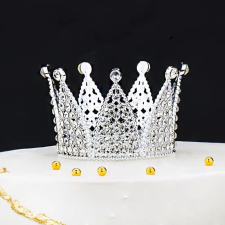  Tortadekoráció, tortadísz – Ezüst korona apró kövekkel sütés és főzés