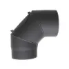 TOTYA Acél 90 fokos füstcső könyök tisztítónyílással, átmérő 120mm, vegyestüzelésű kazánhoz, vastagfalú (2mm), fekete