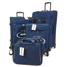 TOUAREG négykerekes, kék cirmos, 4 részes bőröndszett TG-6650/szett-4db kézitáska és bőrönd