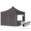  TP 3x3m összecsukható alumínium pavilon, 4 db oldalfallal - sötétszürke