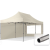  TP 3x6m összecsukható 750N acél vázas pavilon, 2 db oldalfallal - krém
