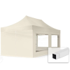  TP 3x6m összecsukható acél pavilon, 4 db oldalfallal - krém