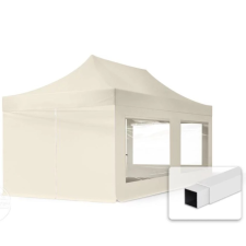  TP 3x6m összecsukható acél pavilon, 4 db oldalfallal - krém kerti bútor