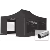  TP 4x6m összecsukható 800N alumínium pavilon, 4 db oldalfallal - fekete