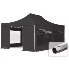  TP 4x6m összecsukható 800N alumínium pavilon, 4 db oldalfallal - fekete kerti bútor