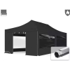  TP 4x8m összecsukható 850N alumínium pavilon, 4 db oldalfallal, tűzálló - fekete