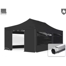  TP 4x8m összecsukható 850N alumínium pavilon, 4 db oldalfallal, tűzálló - fekete kerti bútor