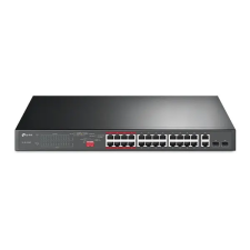 TP-Link Switch 24x100Mbps (24xPOE+) + 2x1000Mbps + 2xGigabit kombó SFP, TL-SL1226P hub és switch