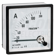 TRACON Analóg váltakozó áramú ampermérő közvetlen méréshez 96×96mm, 50A AC villanyszerelés