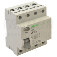 TRACON Áram-védőkapcsoló, 4 pólusú80A, 300mA, 6kA, A villanyszerelés