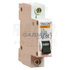 TRACON B60-63-1 Kismegszakító, 1 pólus, B karakterisztika 63A, 4,5kA villanyszerelés