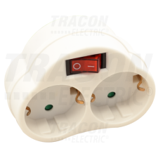 TRACON Csatlakozóaljzat adapter kapcsolóval, fehér250 VAC 16 A 2×SCHUKO, max. 3680 W villanyszerelés
