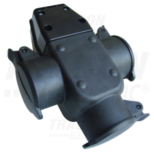 TRACON Csatlakozóaljzat oldalsó védőérintkezővel, hármas, gumi250VAC 16A 3×(2P+E), IP44 (SCHUKO) villanyszerelés