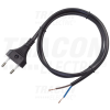 TRACON Csatlakozódugó (EURO) kábellel, fekete2×1,0mm2, 2m, 2,5A, 250VAC, H05VVH2-F, 600W