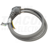 TRACON Csatlakozódugó kábellel, szürke3x2.5mm2, 3m, 16A, 250VAC, H05VV-F,3680W(DUAL Schuko/French)
